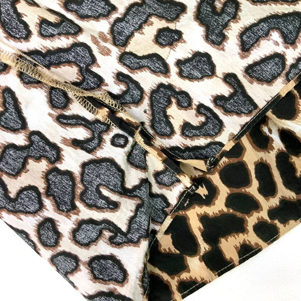 J. Crew Cotton Leopard Print Long Ruffle Trim Sleeves Blouse Sz S